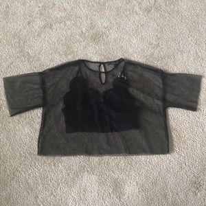 NWT Forever 21 Layered Mesh Top W/ Lace Bralette